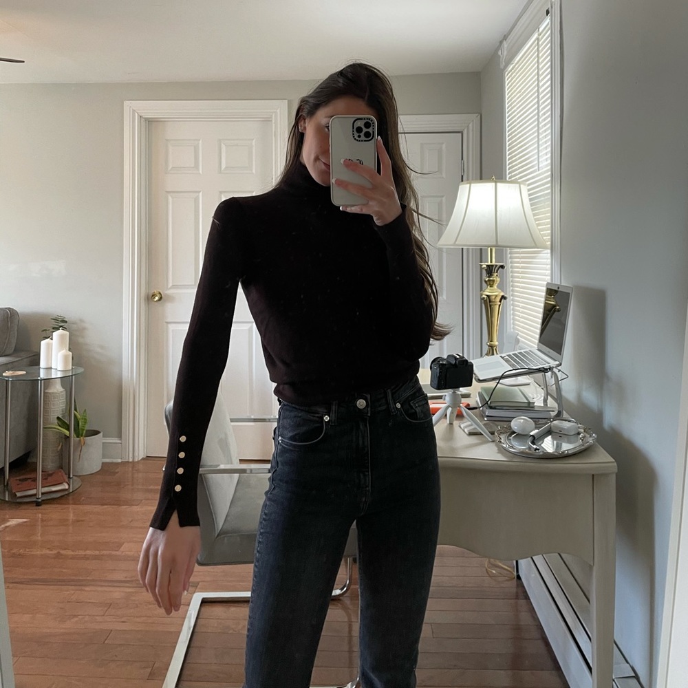 Brown Zara Turtleneck Sweater chocolate brown